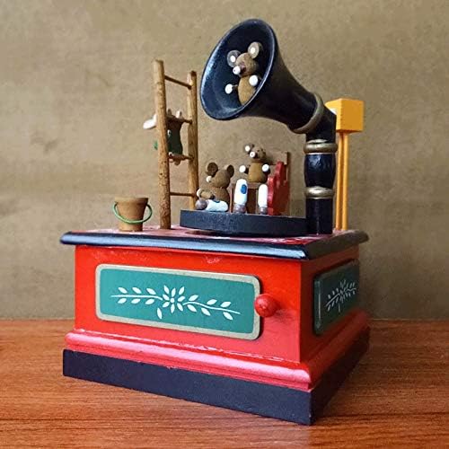Mxiaoxia Божиќни украси Дрвена музичка кутија Музичка кутија Декорација за спална соба Дома Декорација Музичка кутија