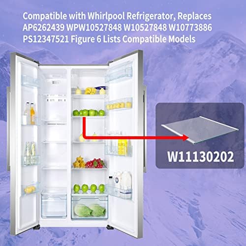 W11130202 ФИРФИЛСКИ ПОЛИФИК ЗА ФИРКЕР, големина на полица 11,69 x 11,37 Компатибилен со фрижидер Вител, го заменува AP6262439 WPW10527848