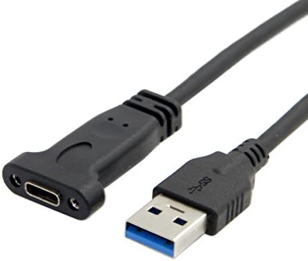 CABLECC USB - C USB 3.1 Тип C Женски ДО USB 3.0 Машки Кабел За Податоци 20cm Со Дупка За Завртки За Монтирање На Панели