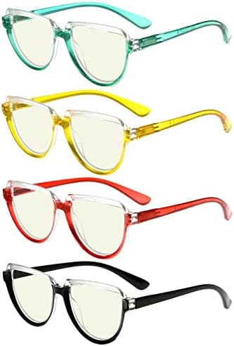 Eyekepper 4 пакет читања за очила за жени голема рамка - преголеми дамини очила од половина месечина +0,00