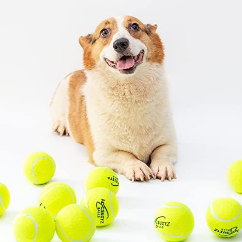 АДЦСУИЦ Куче Тениски Топки - 12 Пакет Писклив Интерактивни Куче Играчки Топки За Обука Вежба Играње Затворен Отворен - 2.5 Смешни Гумени Куче