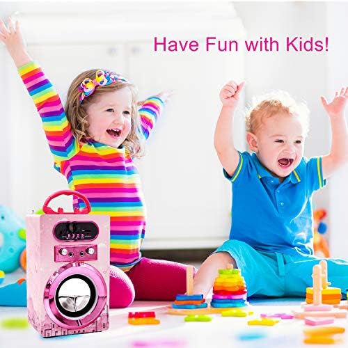 Inceulot Kids Bluetooth Machine Caraooke со 2 микрофони, далечински управувач безжичен караоке звучник преносен караоке машина музика mp3 плеер за деца за возрасни