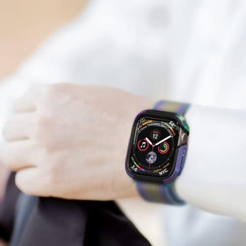 Oiomagpie за Apple Watch Series 8 7 6 5 4 SE Двоен слој структура заштитна кутија кул солиден алуминиумски метал+TPU Shockproof Bumper за iwatch 45 44 41 40 mm персонализиран уникатен капак
