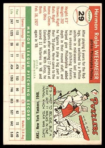 1955 Топс Бејзбол 29 Херман Вехмеер одличен од картички на Микис