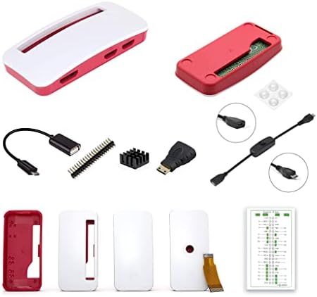 IraSptek Raspberry Pi Zero 2W Case/Zero W/WH Case комплет, кабел за микро USB прекинувач, OTG кабел, кабел за камера, Heatsink, 40