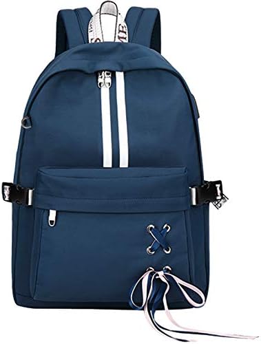 Mairle 17,3 инчи обичен лаптоп ранец против кражба на училишни таблички со лента за украсување училишна торба со USB пристаниште за полнење за жени, темно сина боја