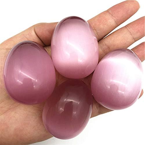 Binnanfang AC216 5 парчиња со голема големина розова мачка, камена јајце, јајце, јајце, примерок од гемстон, кристално заздравување,