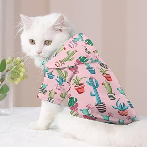 Кактун цвет мачка со една парчиња кошула трендовски костум за кучиња со додатоци за миленичиња со капа