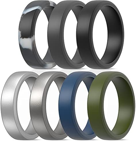 Thunderfit Силиконски прстени за мажи и жени - заоблени гумени свадбени ленти 9мм / 7,5мм / 6мм ширина