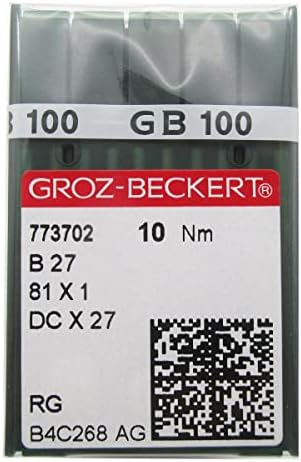 Игла на Гроз-Бекерт во CKPSMS чиста пластична кутија- 100 парчиња Groz Beckert DCX27 DCX1 B27 Индустриски сергер за преклопување игли