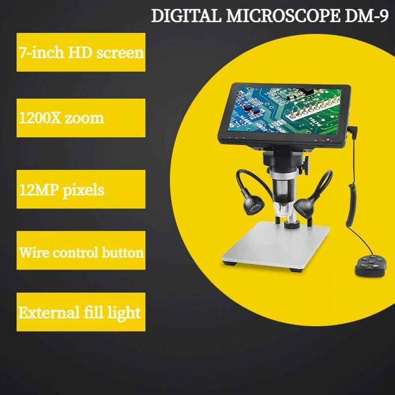 Комплет за додатоци за микроскоп за возрасни дигитален микроскоп 7inch LCD екран на екранот 5x-1200x дигитален микроскоп прилагодлив алатка за