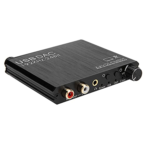 Дигитален до аналоген аудио конвертор, 32 до 192 kHz коаксијален/оптички на RCA/3,5 mm Jack DAC конвертор, прилагодување на басот, компатибилен