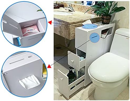 QFFL тоалетен кабинет со фиоки, полица за организатор на комунални услуги, организатор на тесен под, држач за тоалети, за места за перење бања