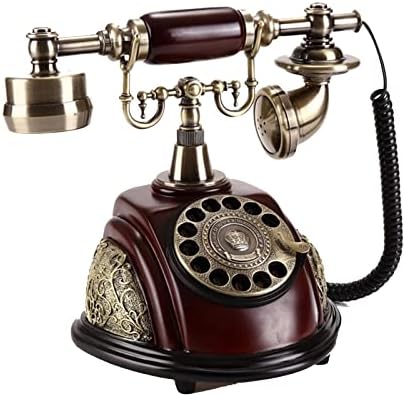 Антички ротирачки телефонски телефонски ретро старомодни класични фиксни телефони со класично метално bellвонче, кабел телефон со звучник