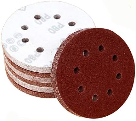 Среднориска за полирање од дрво метал 20 парчиња 5 инчи 125мм тркалезна шкурка Осум дупки на дискови со песок од дискови од 40-800