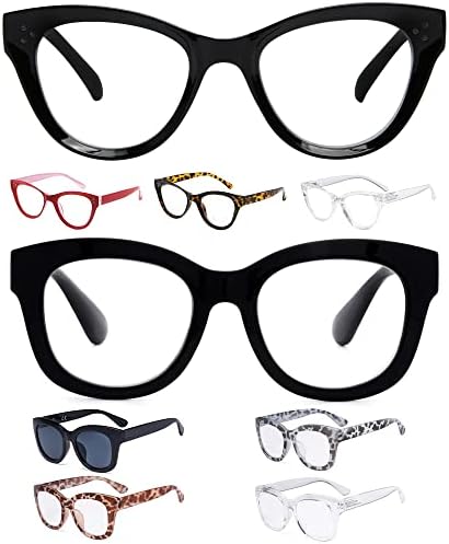 Eyekepper Заштедете 10% на 5 пакувања жени ретро преголеми очила за читање и 4 пакувања Дизајн на мачки око преголеми читатели +1,75