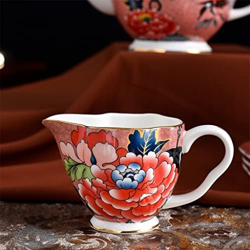 YTYZC 15 парчиња Коска Во Европски Стил Кинески Сет За Кафе Златен Порцелански Чај Попладневен Чајник Сад За Шеќер Бокал За Млеко