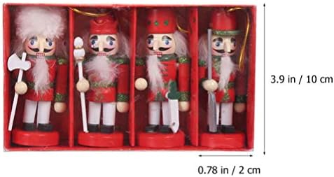 Домашна декорација на TandyCo 4 парчиња Божиќно оревчести постави дрвени оревици војници висечки украси за новогодишни фигури за куклички