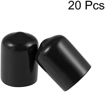uxcell 20pcs гумени капаци на крајно 1/2 ID винил тркалезна цевка капаче капаче за капаци на навој црна црна боја