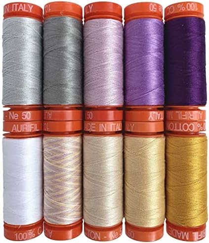 Колекција Aurifil USA Platinum Jubilee 50wt 10 Small Spools Thread Set, Assatered Colors