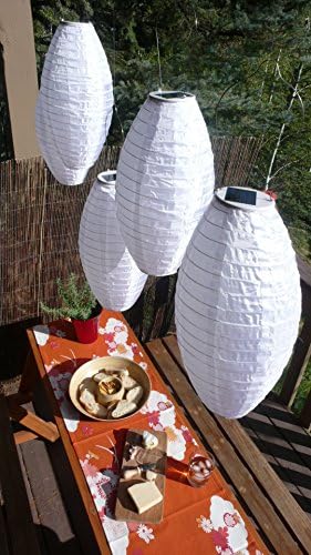 Allsop Home and Garden Soji Pod White, LED соларен фенер на отворено, рачно изработен со ткаенина отпорна на временски услови,