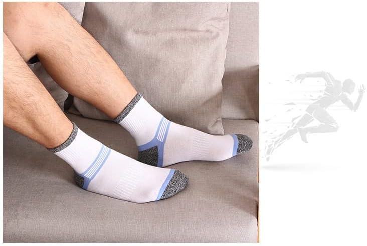 YFQHDD 5 пара спортски чорапи за мажи Памук Кошарка што работи со чорапи со удобно дишење машки чорапи