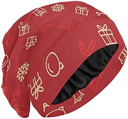 Череп капа за спиење Работа капа за капачиња за жени за жени подароци бонбони Божиќна зима новогодишно капаче за спиење, работна капа за коса, ноќна капаче ноќно ка?