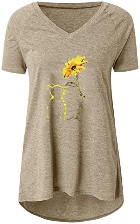 Annhoo краток ракав 2023 облека трендовски памучен графички обичен блуза кошула за тинејџерски девојки лето есен против вратот на вратот