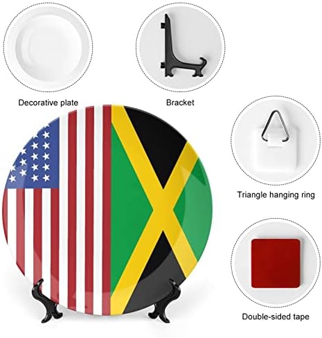 Сад Фиаг Јамајканско Знаме Виси Керамички Декоративна Плоча Со Штанд За Прикажување Прилагодени Подароци За Годишнина Свадба За Пар Родители
