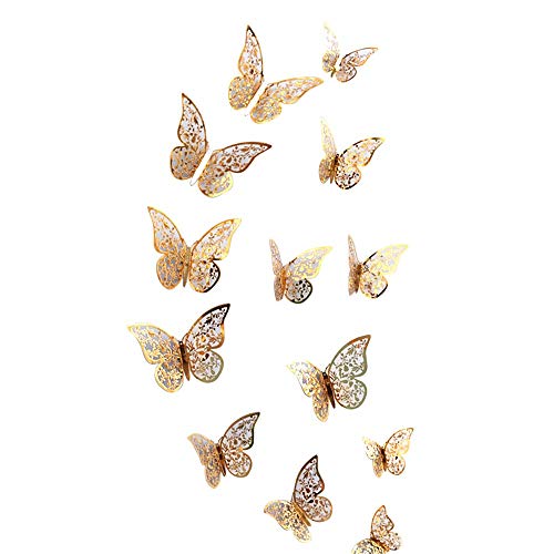 ВЕФСУ 12 Парчиња 3Д Шупливи Ѕидни Налепници Пеперутка Фрижидер За Домашна Декорација Ново