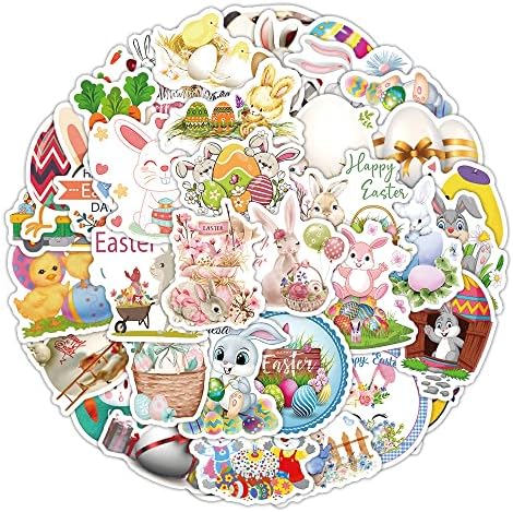 Milnoseiu 100 парчиња Велигденски налепници за зајаче за деца за деца Возрасни симпатични цртани филмови Естетски Велигденски