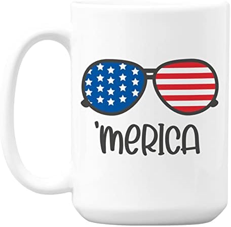 Мерика подвиг. Инспирирани очила за сонце инспирирани со знаме на САД, 4 -ти јули за кафе и чај од чај