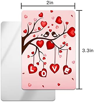 Компактен огледало на Денот на в Valentубените на в Valentубените, Мини картички, црвено loveубовно дрво Птица розово омбре мало компактно