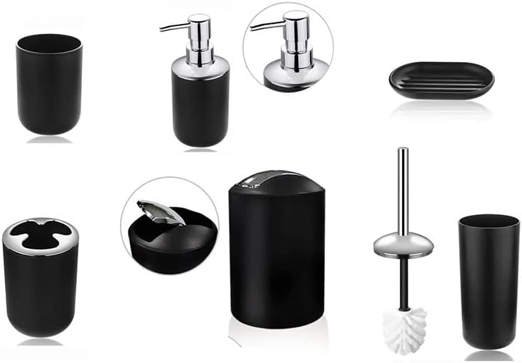 SXYMKJ 6PCS додатоци за бања Поставете држач за четки за заби чаша сапун за диспензерот сад тоалет за четка за четки за пластична алатка за миење