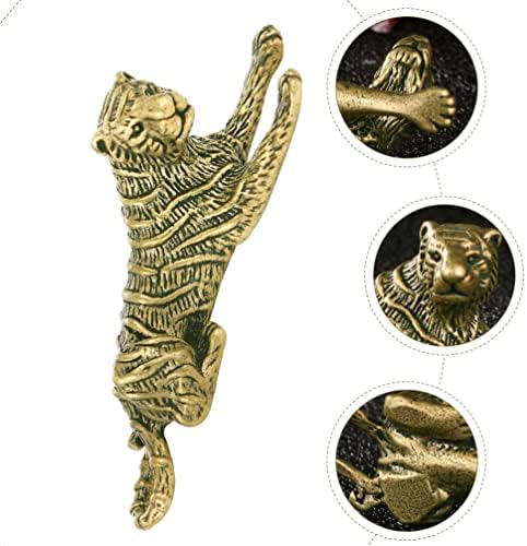 Артибетер автомобил декор Кинески месинг тигри статуа Зодијак животно минијатурни тигри Фенгшуи фигура леопард скулптура богатство среќа