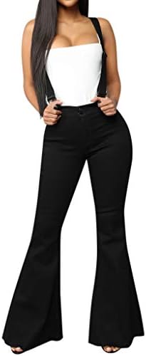 Buttonенски високо половината на копчето предни панталони предни панталони за суспендирани спојници со комбинезони од фармерки на копчињата