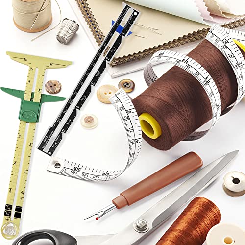 Мерач на мерење на мерачи за шиење 5-во-1 за шиење, занаетчиство, дупки за обележување на копчињата, мерач на додаток на цвест, мерач на полите, компас на кругот, мерач