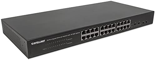 Intelliet Network Solutions 24-порта Gigabit Ethernet Switch со 10 GBE Uplink, 24 x 10/100/1000 Mbps RJ45 пристаништа и 2 x 10 GBE SFP+ отворени