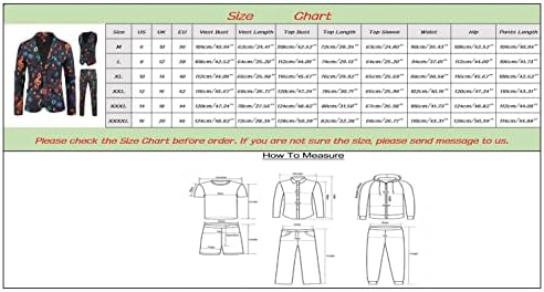 Xxbr 3 парче блејзер костуми за мажи, графички печати едно копче отворено предни блејзери панталони панталони за панталони