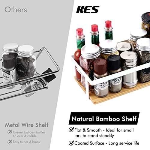 Организатор за зачини за зачини на Kes White No Dright Wanking Spice Storage со бамбус широк 2 пакет, wallид за зачини за зачини за кујна, KSR528-WH