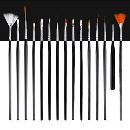 Алатка за точки за нокти ， алатка за уметност за нокти со четки за сликање на нокти од 15 парчиња, дизајнер на пенкало за нокти, фолија