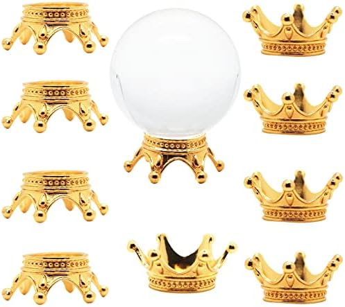 Nwsrayu 10 парчиња Метал Злато Круна Кристална Топка Штандови Сфера Прикажува Носителите Ленсбол База за топки колекции 30 - 100мм мини