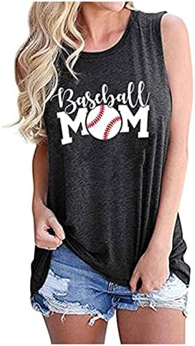 Тинејџерска девојка Камизол резервоар Основна маица буква бејзбол мама графички врвни елеци маички спортови јога мајки ден маица