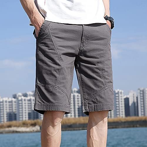 Менс шорцеви машка модна боја џебни панталони памук памук со пет точки со комбинезони