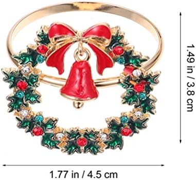 Toyvian Santa Ornament 4pcs Божиќни венци за салфетка прстени за одмор на салфетка прстени Божиќ украси со џингл bellвонче за свадбени