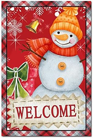 Снежен човек добредојде дрво знак Гроздобер Божиќ висин знак црвена црна биволска карирана снегулка shallвончиња дрвени знаци ретро сезонски знак за добредојде за ф