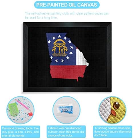 Mapорџија државно знаме мапа со дијамантски комплети за сликање на слика 5D DIY целосна вежба Rhinestone Arts Wallид декор за возрасни Блеквуд 50 * 40см