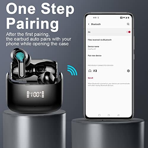 Безжична Слушалка, Bluetooth Слушалки 5.3 Стерео Бас Слушалки 2023 Поништување На Бучава Ушни Пупки 40H Двојна Микрофон Повик, Bluetooth
