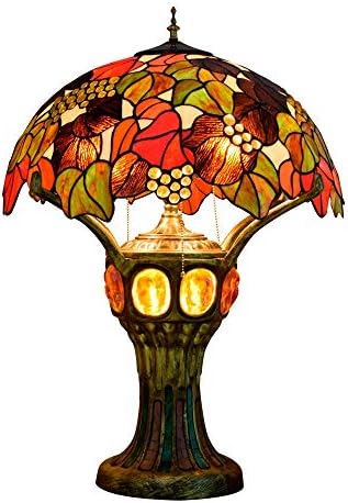 Тифани стил витраж табела за стаклена ламба за стаклена маса, ретро хотел бар лоби декоративно биро за ламба креативна грозје шема