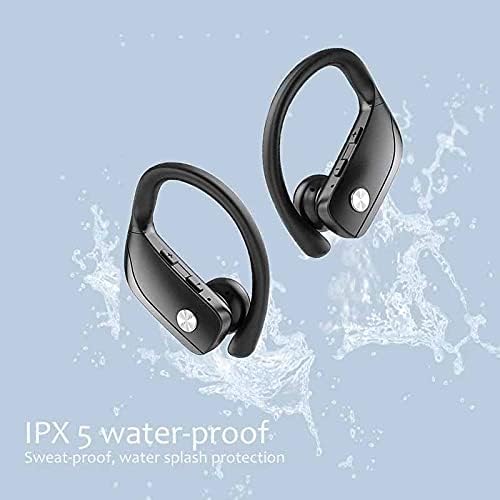 Слушалки за TBIIEXFL Вистински уши за ушите за уши, спортски слушалки TWS бас игри со слушалки со MIC IPX5 водоотпорен